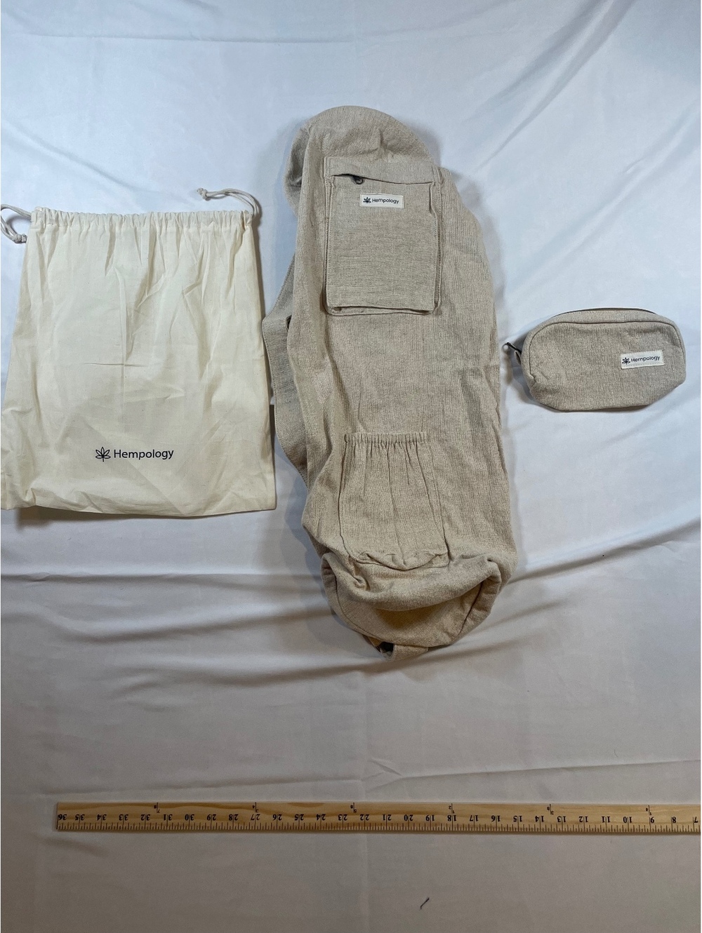 Hempology Hemp Yoga Mat Bag Set with Drawstring & Zipper Pouch